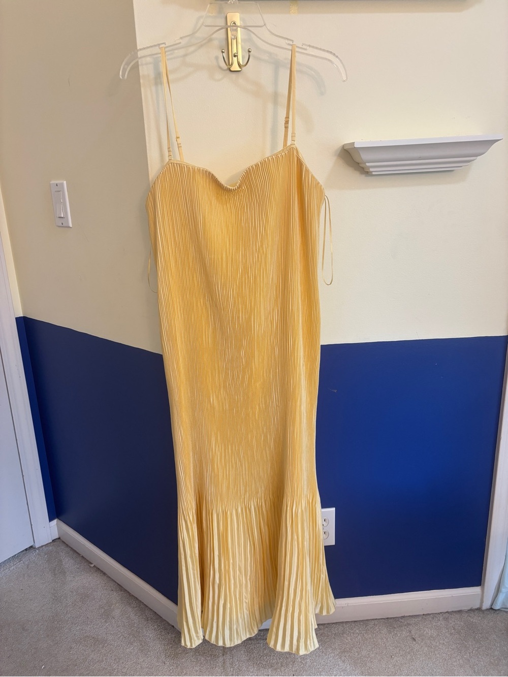 Abercrombie & Fitch Sunbeam Yellow Pleated Maxi Slip Dress